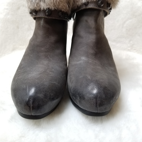 Beautiful ASH Rabbit Fur Trimmed Uranus Wedge Bootie Grey Ankle Boot US 8 - Picture 4 of 10